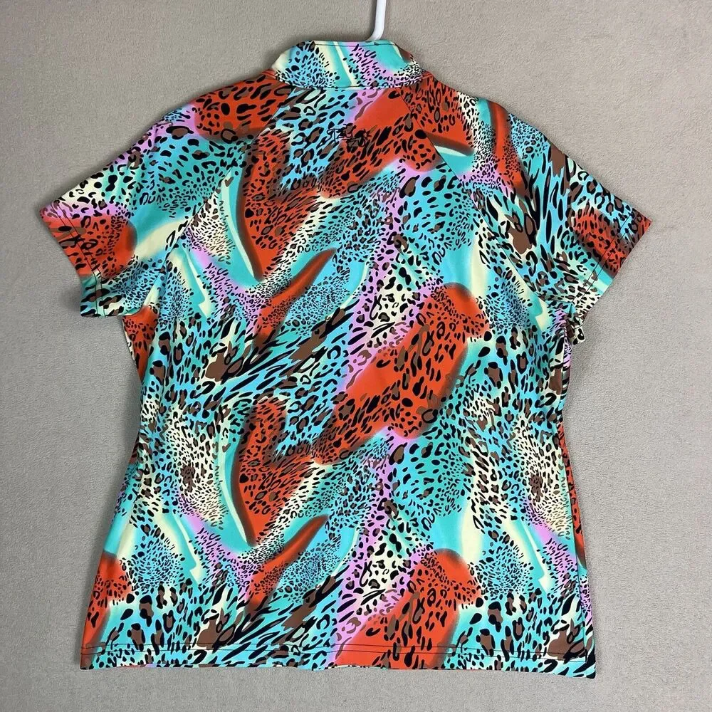 Tzu Tzu Top Womens XXL Multicolor 1/4 Zip Short Sleeve Lightweight‎ Golf Adult